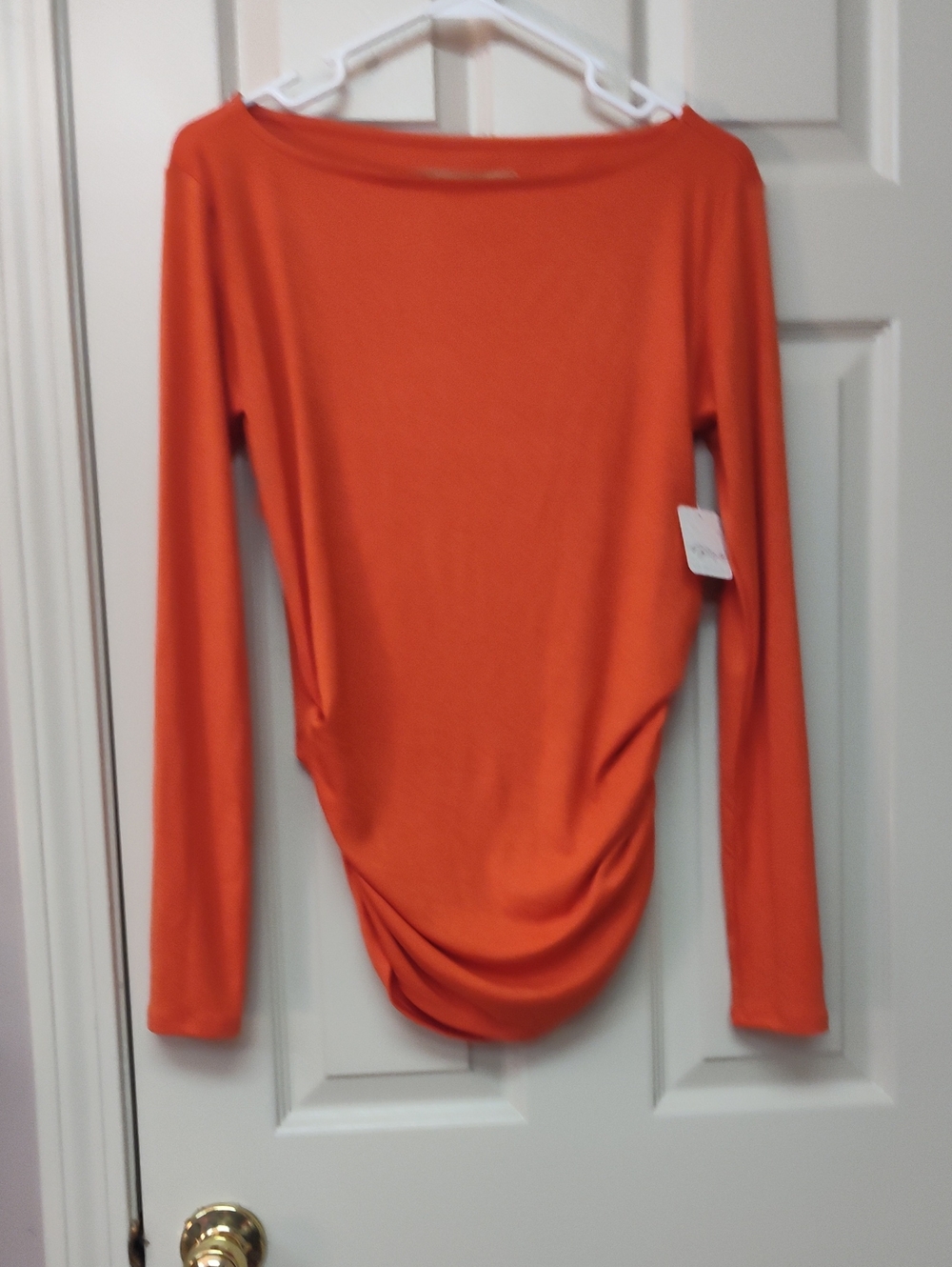 Free People Bright Orange Long Sleeve Boatneck Top
